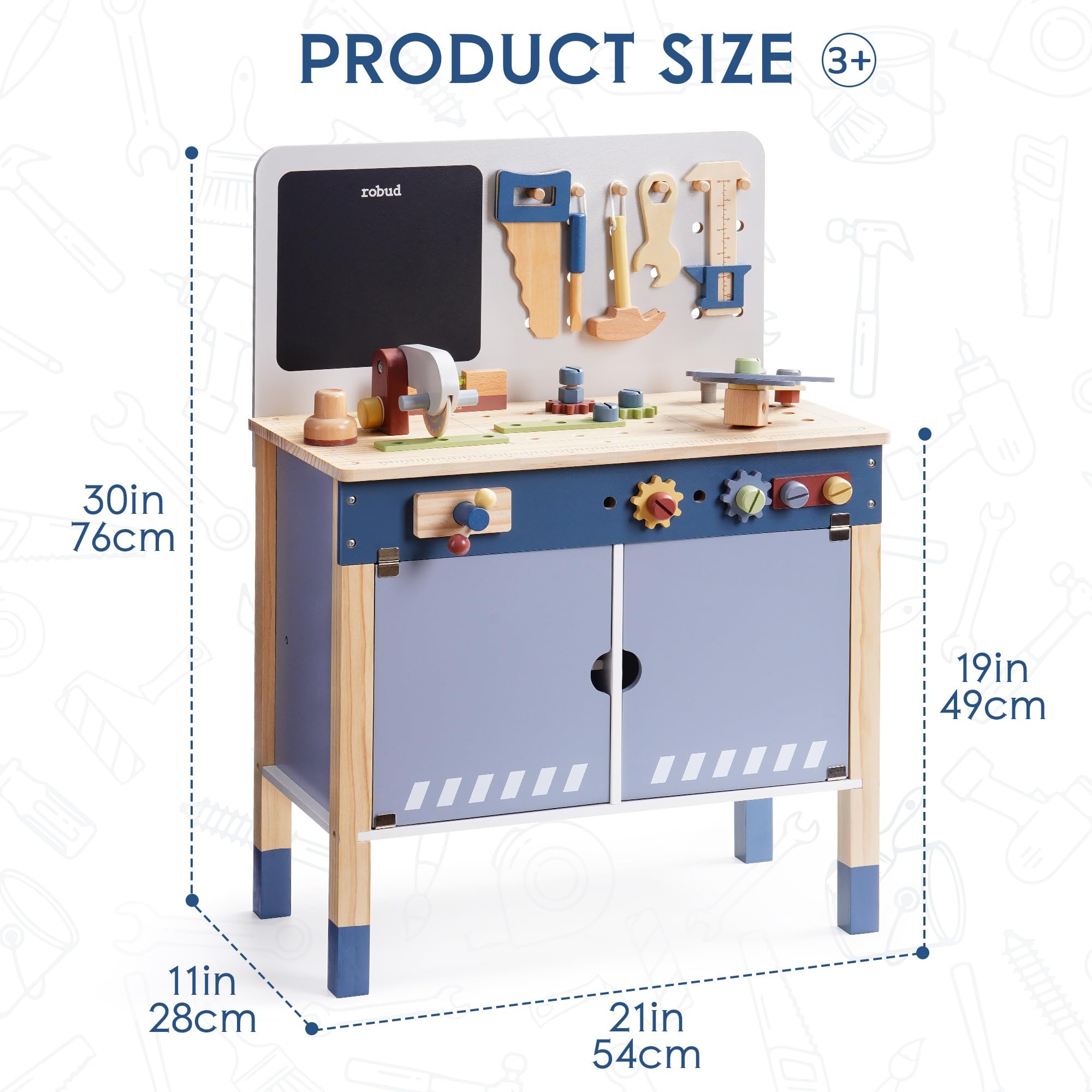 ROBUD Wooden Toy Workbench Pre - Tools Workshop For Kids recension och pris